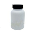 LCBM-0078BK1|White round plastic bottle + black screw cap|150 CC