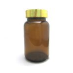 WDBG-0005AM-GOLD|Brown round glass bottle/gold screw cap|150 CC